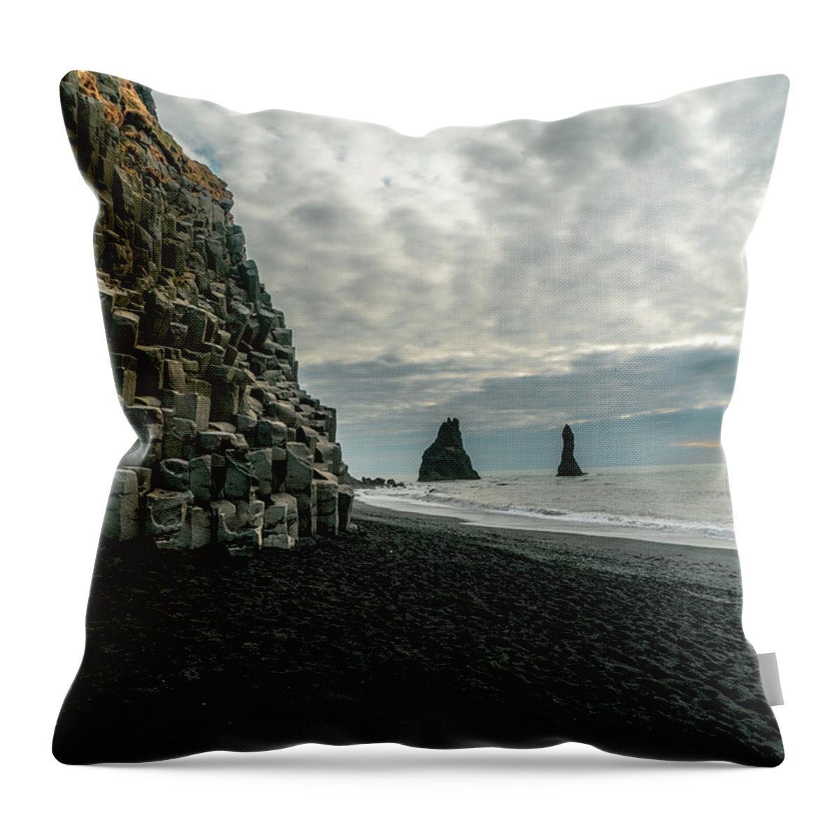 Iceland Throw Pillow featuring the photograph Black Sands by Arthur Oleary