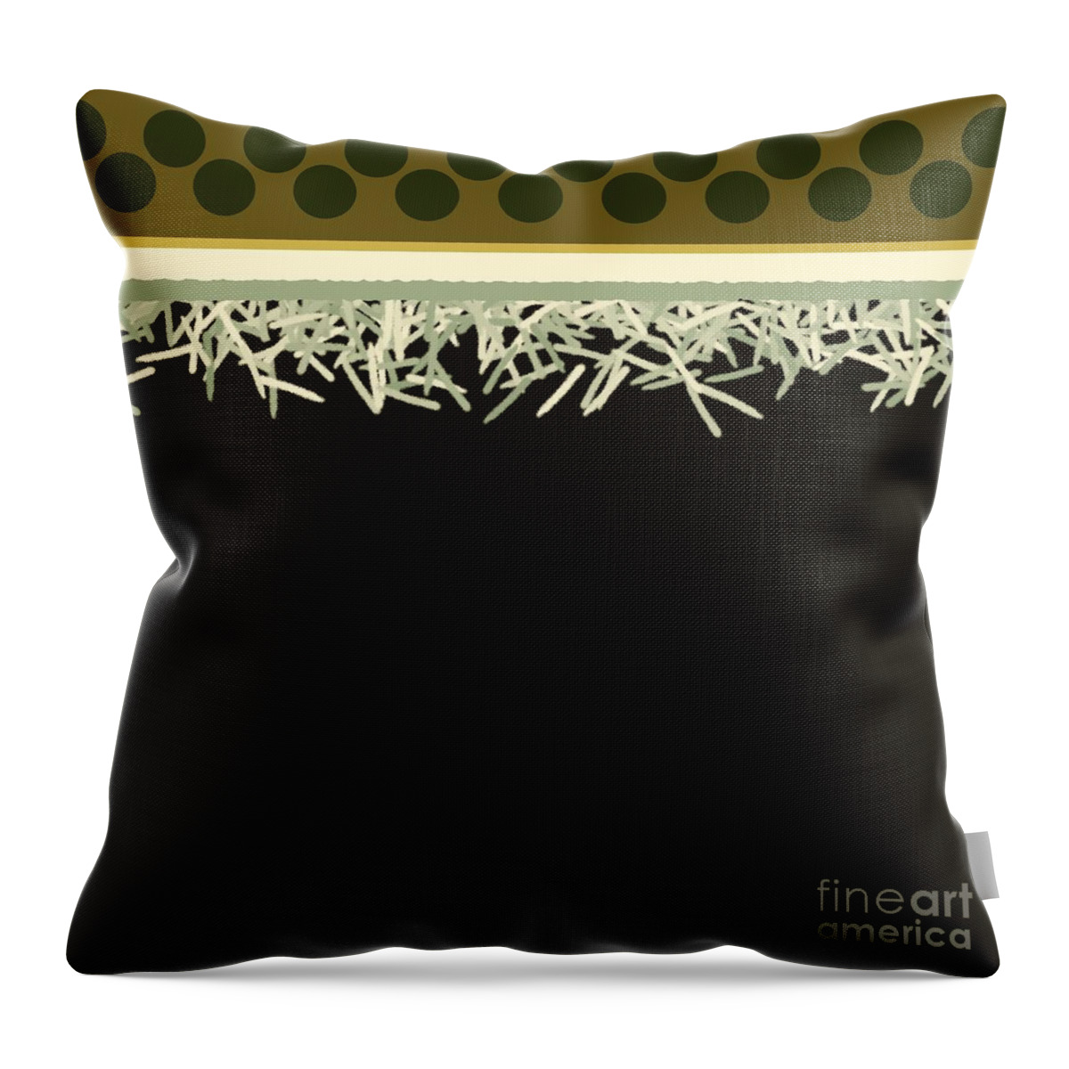Black Throw Pillow featuring the digital art Black Tan Abstract Motif by Delynn Addams