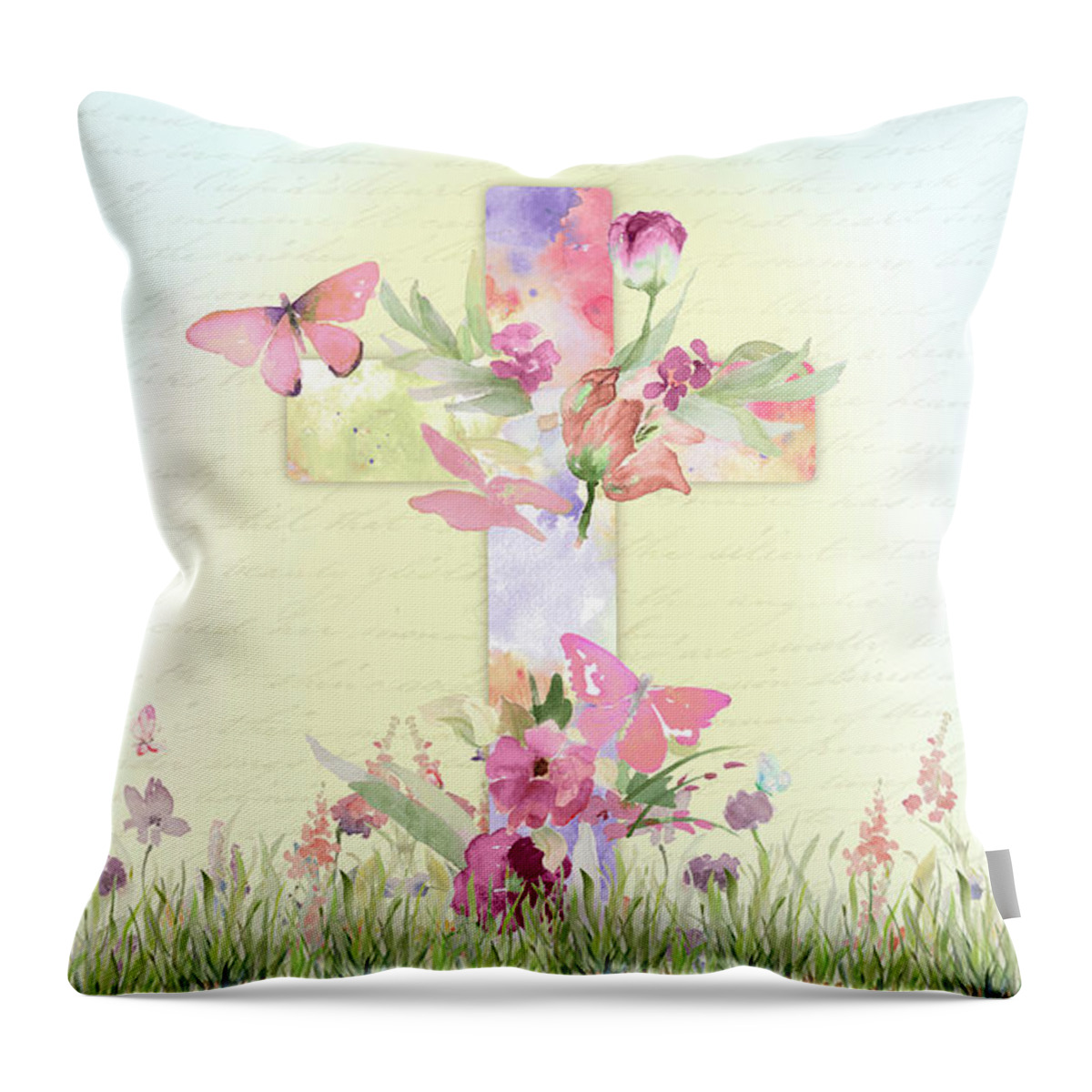 Blessed Throw Pillow featuring the mixed media Blessed Easter by Lanie Loreth