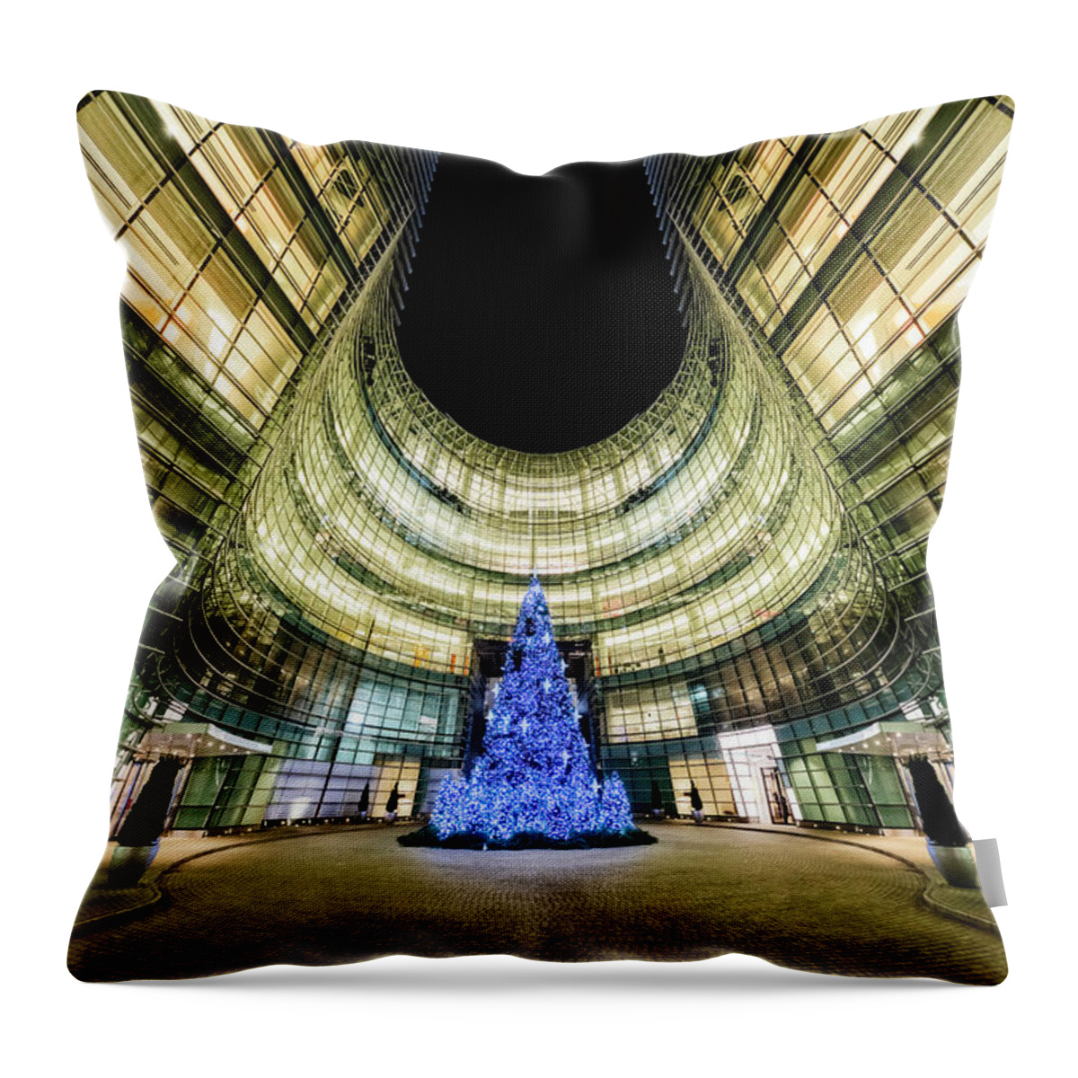 Bloomberg Tower Throw Pillow featuring the photograph Bloomberg Tower Christmas Tree by Susan Candelario