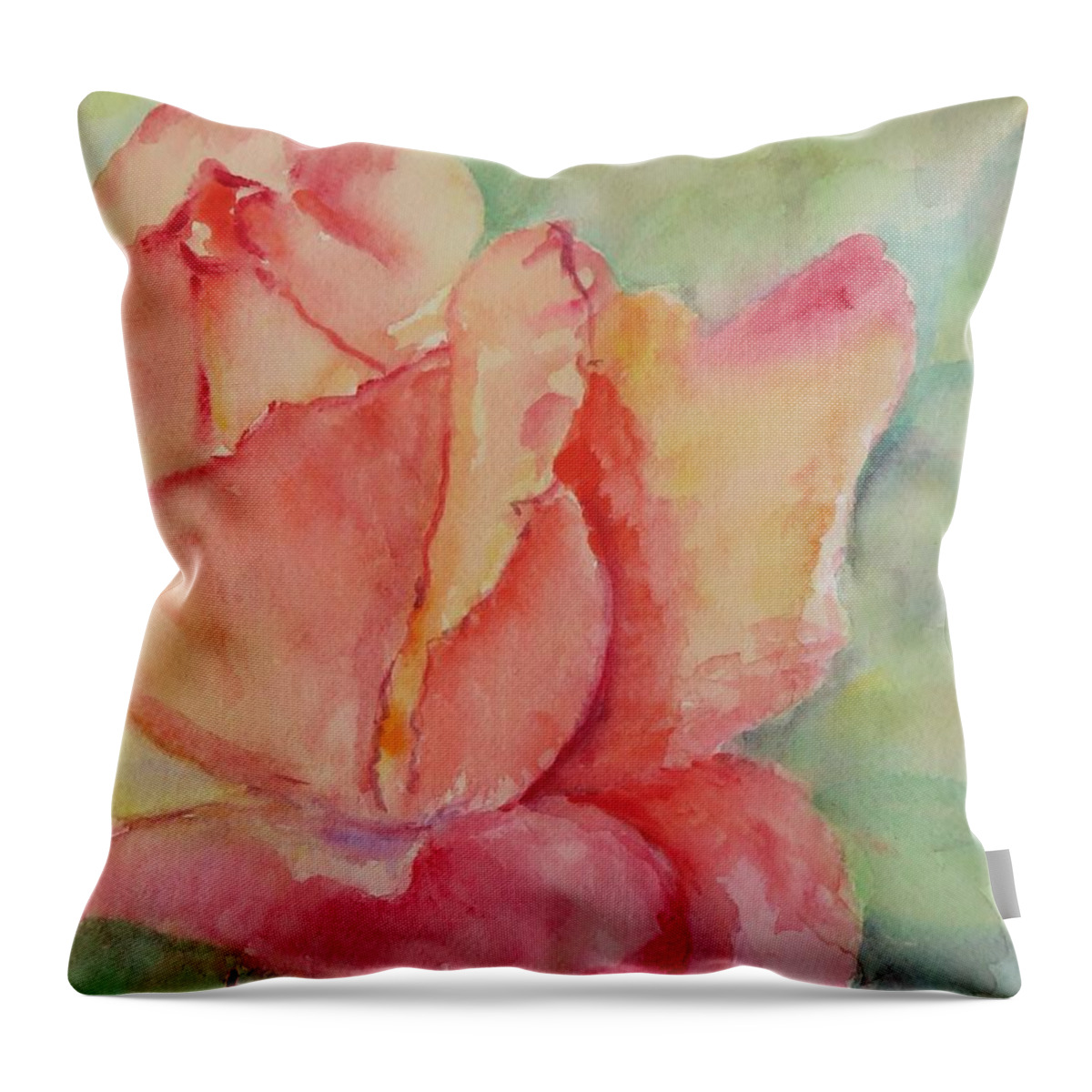 Rose Throw Pillow featuring the painting Blooming Rose by Laurie Morgan