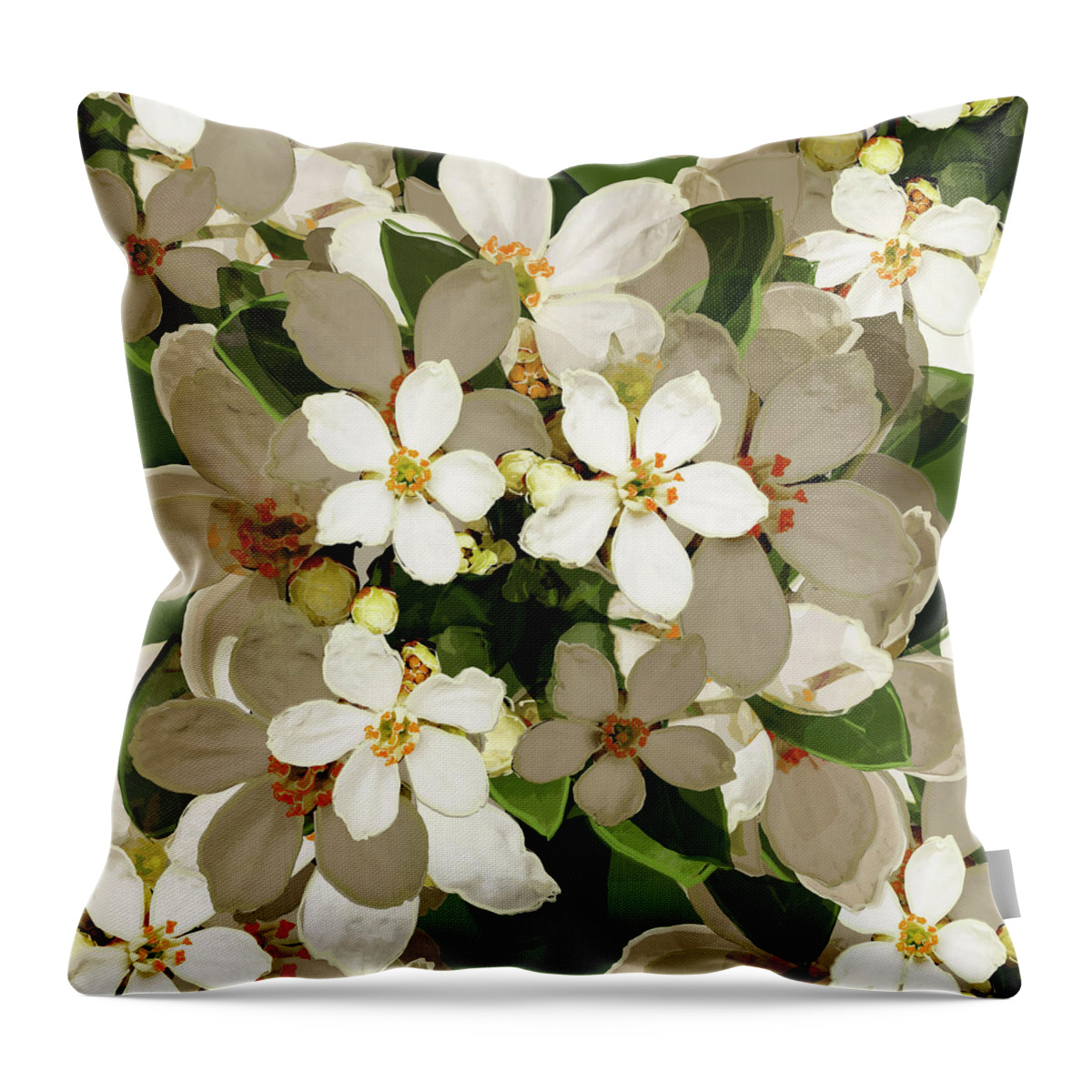 Daffodils Throw Pillow featuring the mixed media Blossom Flowers by BFA Prints
