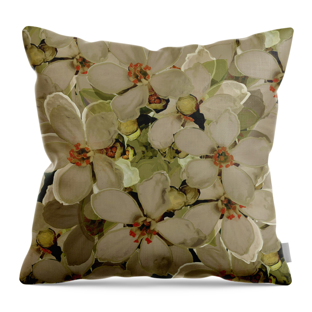 Daffodils Throw Pillow featuring the mixed media Blossom Petals by BFA Prints