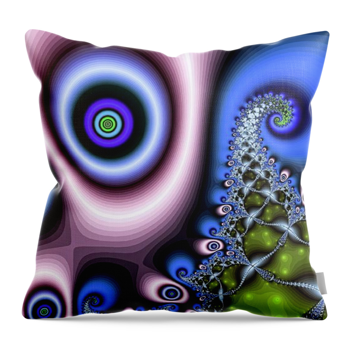 Fractal Throw Pillow featuring the digital art Blue Dancing Eye by Don Northup