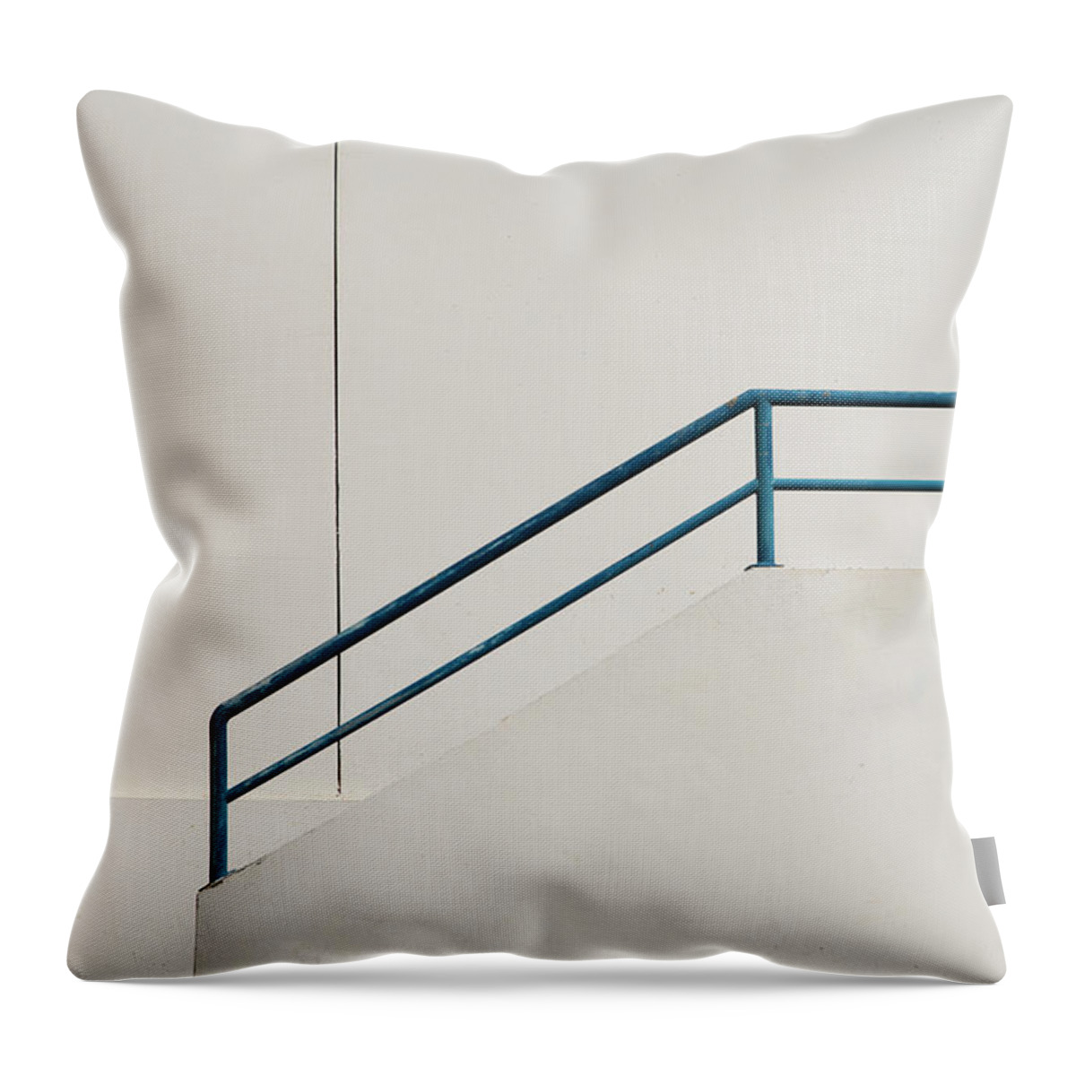Urban Throw Pillow featuring the photograph Blue Hand Rail by Stuart Allen