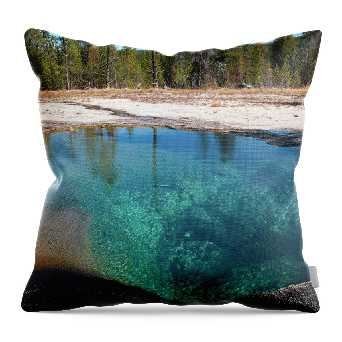 Yellowstone Throw Pillow featuring the photograph Blue Hot Spring by Steve Stuller