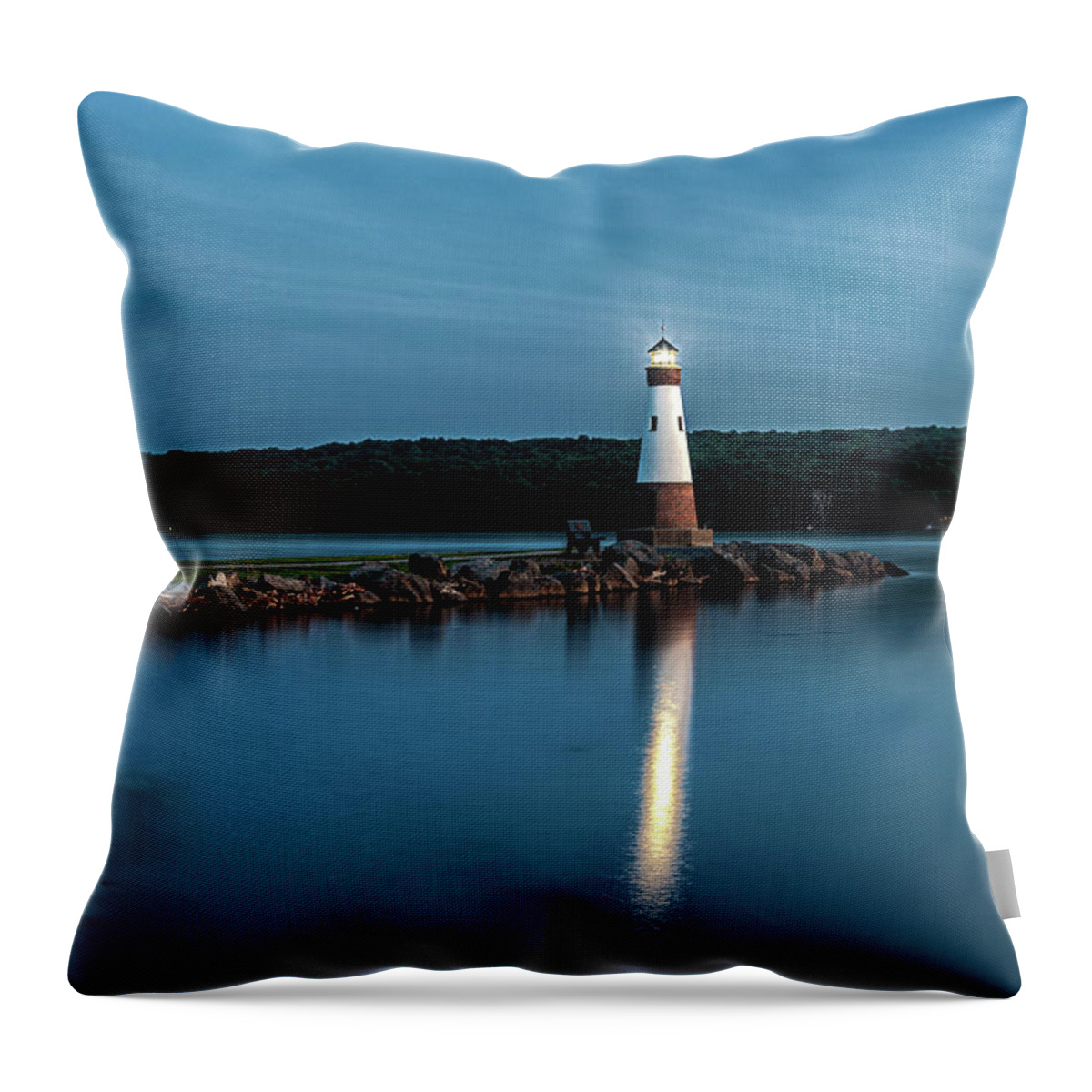 Lighthouse Throw Pillow featuring the photograph Blue Hour Lighthouse by Rod Best