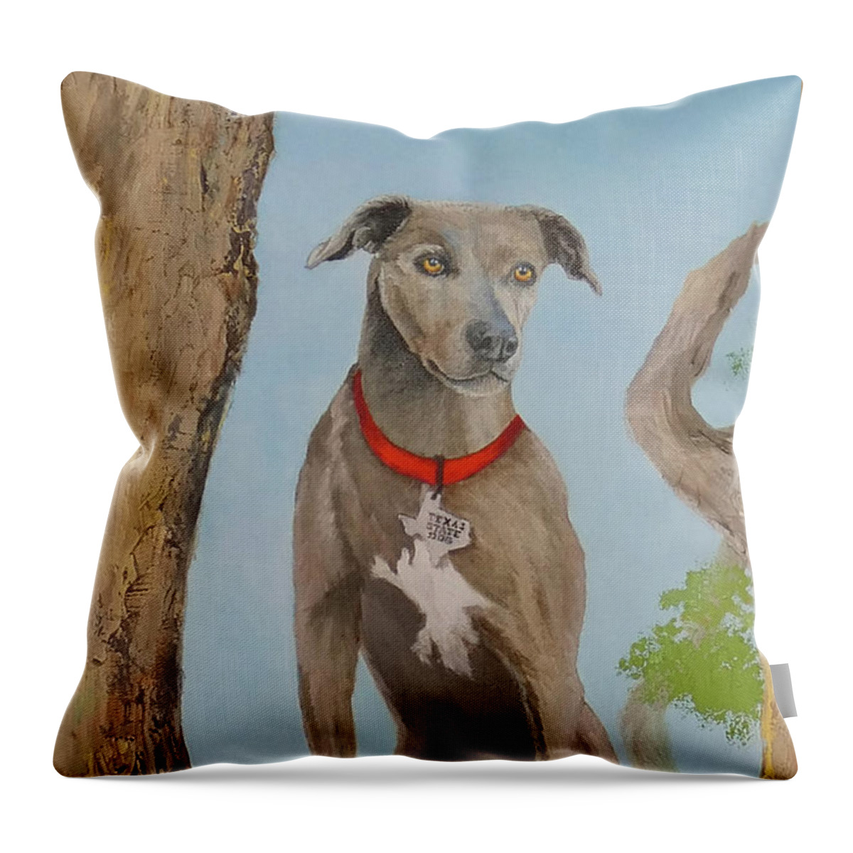 Dog Throw Pillow featuring the painting Blue Lacy Official State Dog of Texas by Daniel Adams