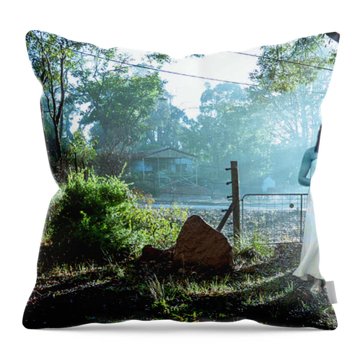 Blue Throw Pillow featuring the photograph Blue lady by Jeremy Holton