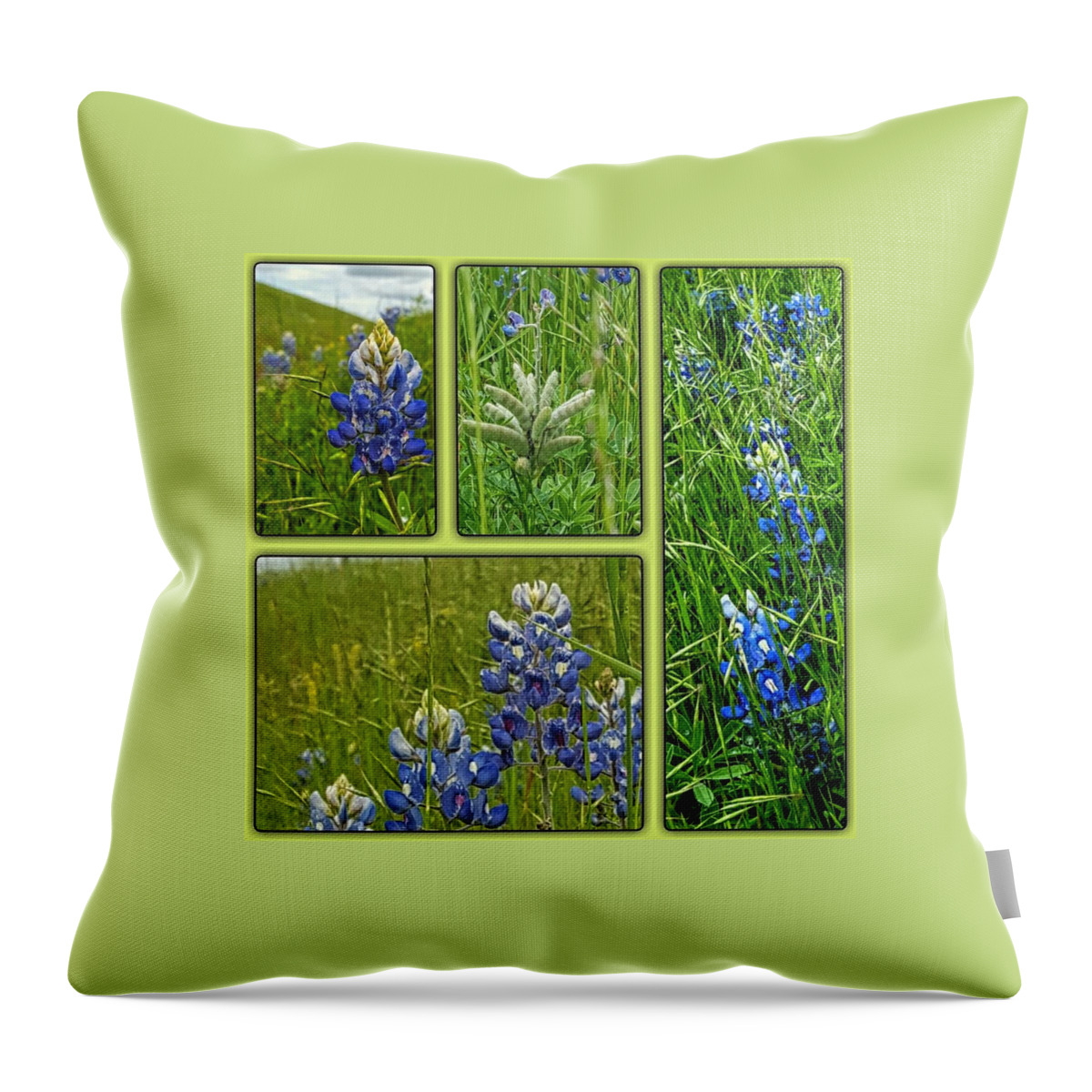 State Flower Of Texas Throw Pillow featuring the digital art Blue Lupines Are Texan Bluebonnets by Pamela Smale Williams