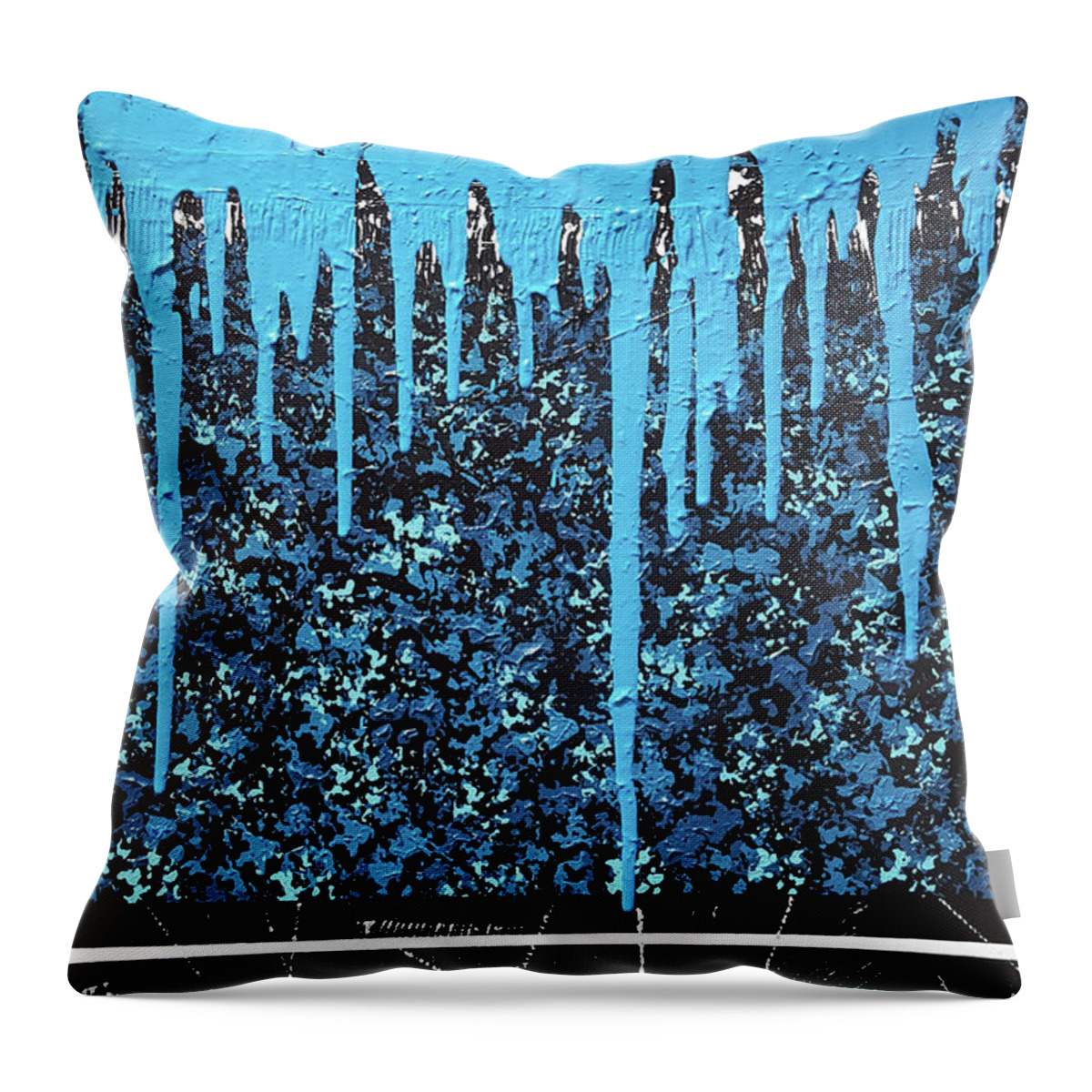 Acrylic Throw Pillow featuring the painting Blue Modern Marble by Diana Hrabosky