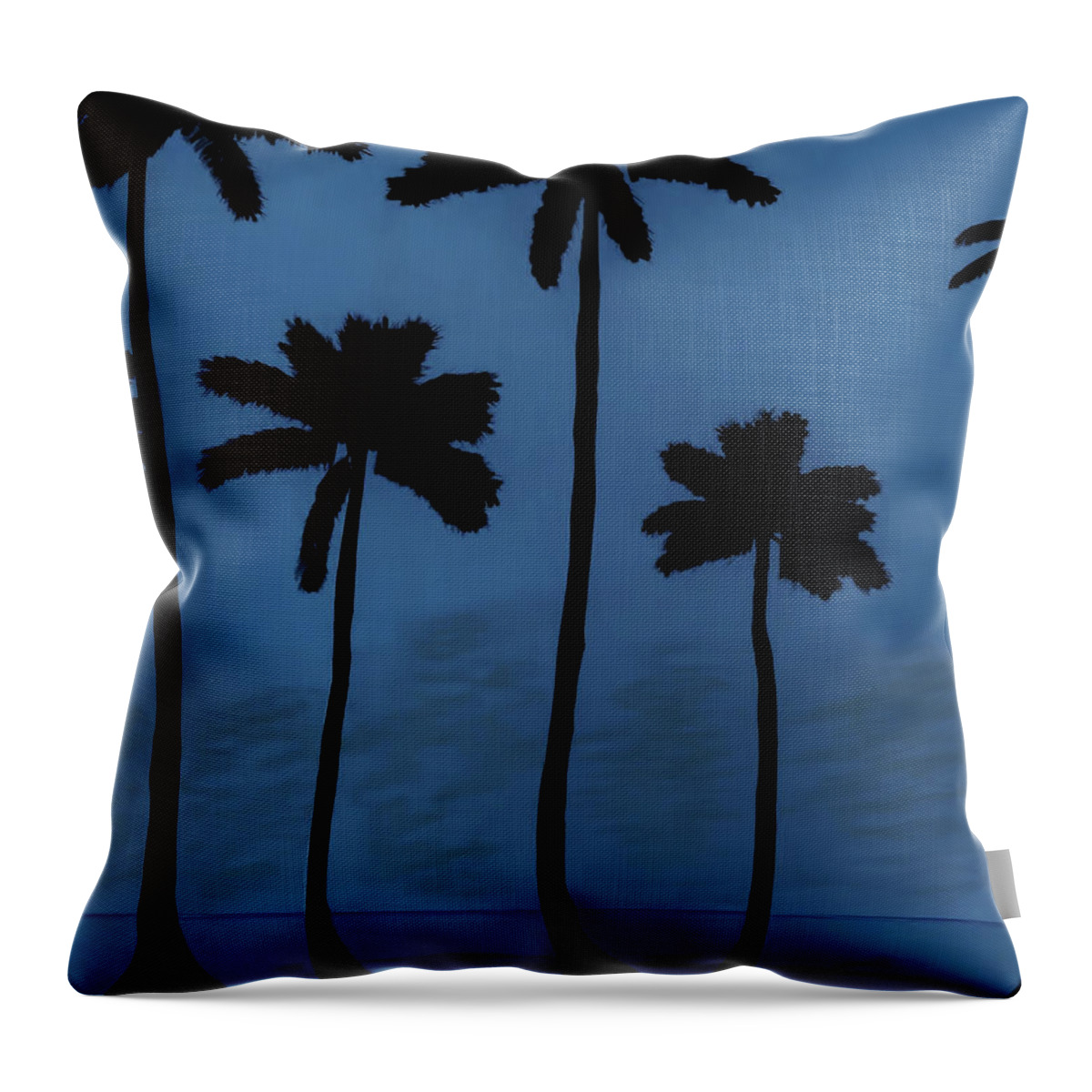 Beach Throw Pillow featuring the drawing Blue - Night - Beach by D Hackett