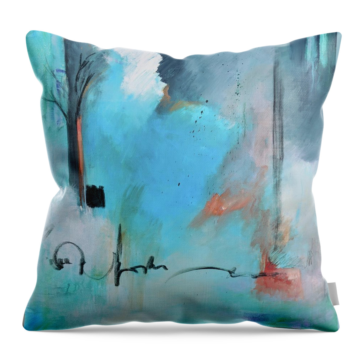 Blue Throw Pillow featuring the painting Blue Note by Jillian Goldberg