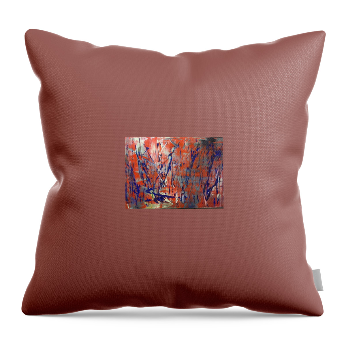 Abstract Throw Pillow featuring the painting Blue On Red by Greg Powell