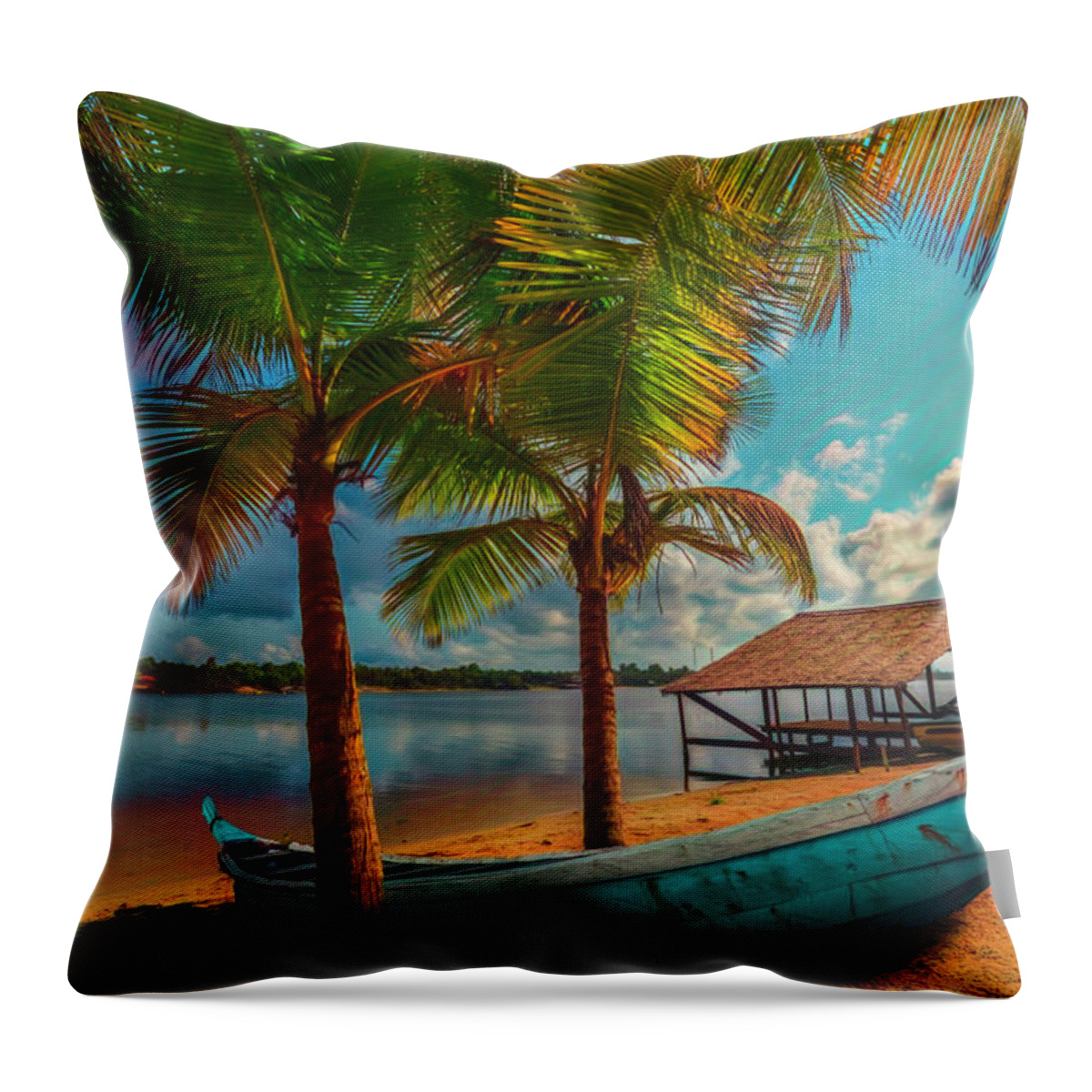 African Throw Pillow featuring the photograph Blue Over Blue Watercolor Painting by Debra and Dave Vanderlaan