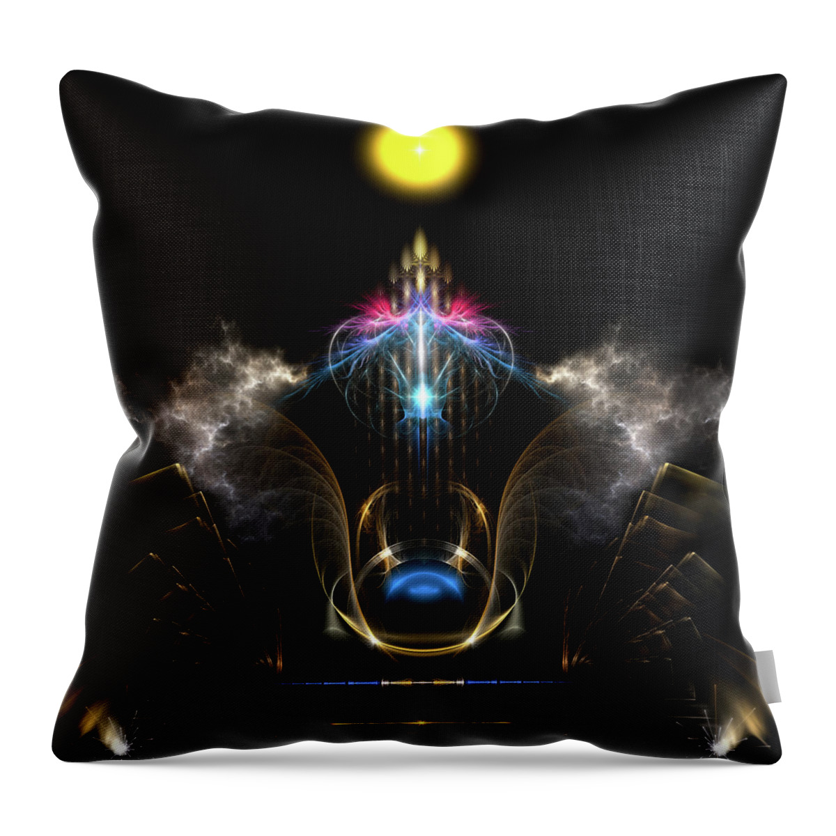 Blue Pearl Throw Pillow featuring the digital art Blue Pearl And The Treasure Of Light Fractal Art by Rolando Burbon