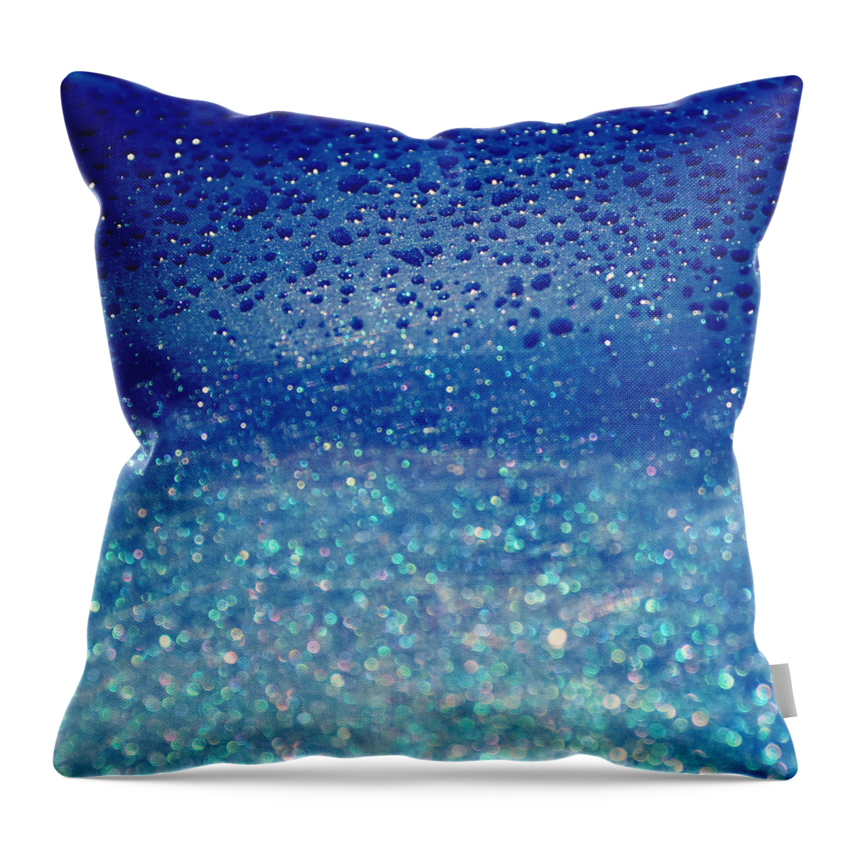 Droplets Throw Pillow featuring the photograph Blue Rain by Robin Dickinson