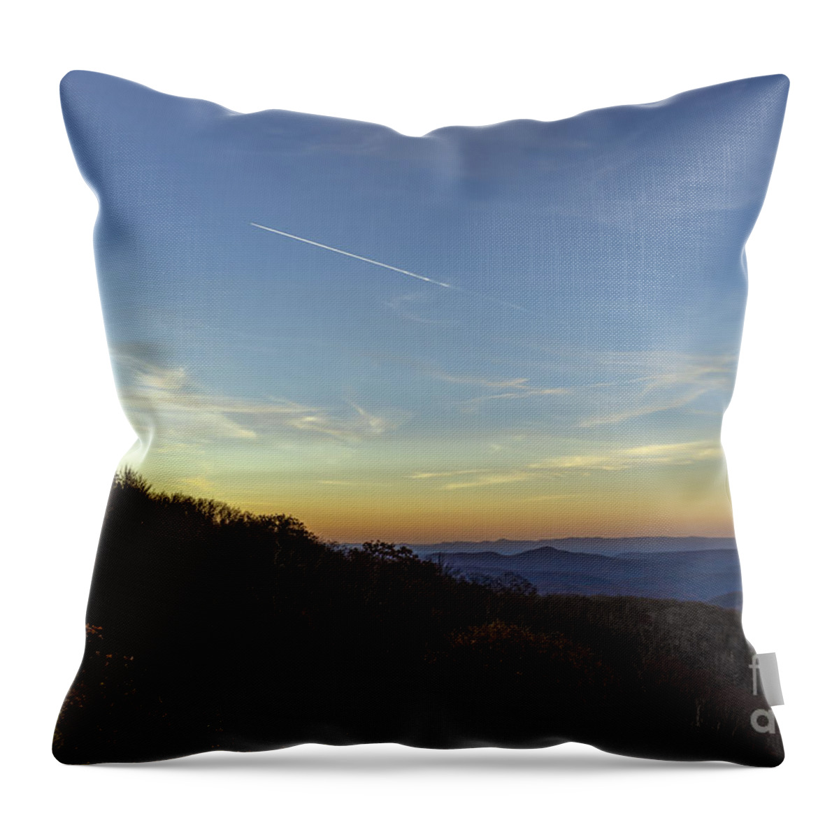 Blue Ridge Parkway Throw Pillow featuring the photograph Blue Ridge Parkway Falling Star Sunset 766 by Ricardos Creations