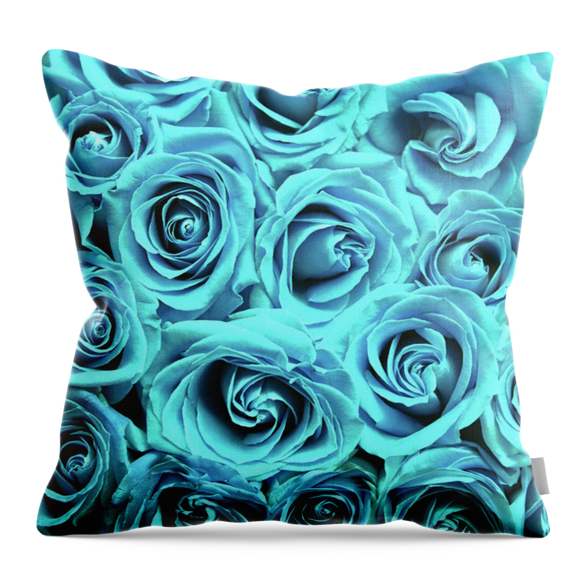 Cute Throw Pillow featuring the photograph Blue roses by Top Wallpapers