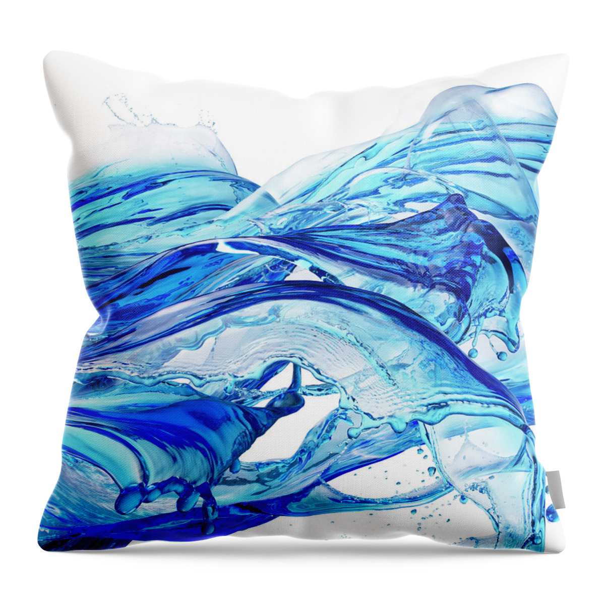 White Background Throw Pillow featuring the photograph Blue Splash Water by Biwa Studio