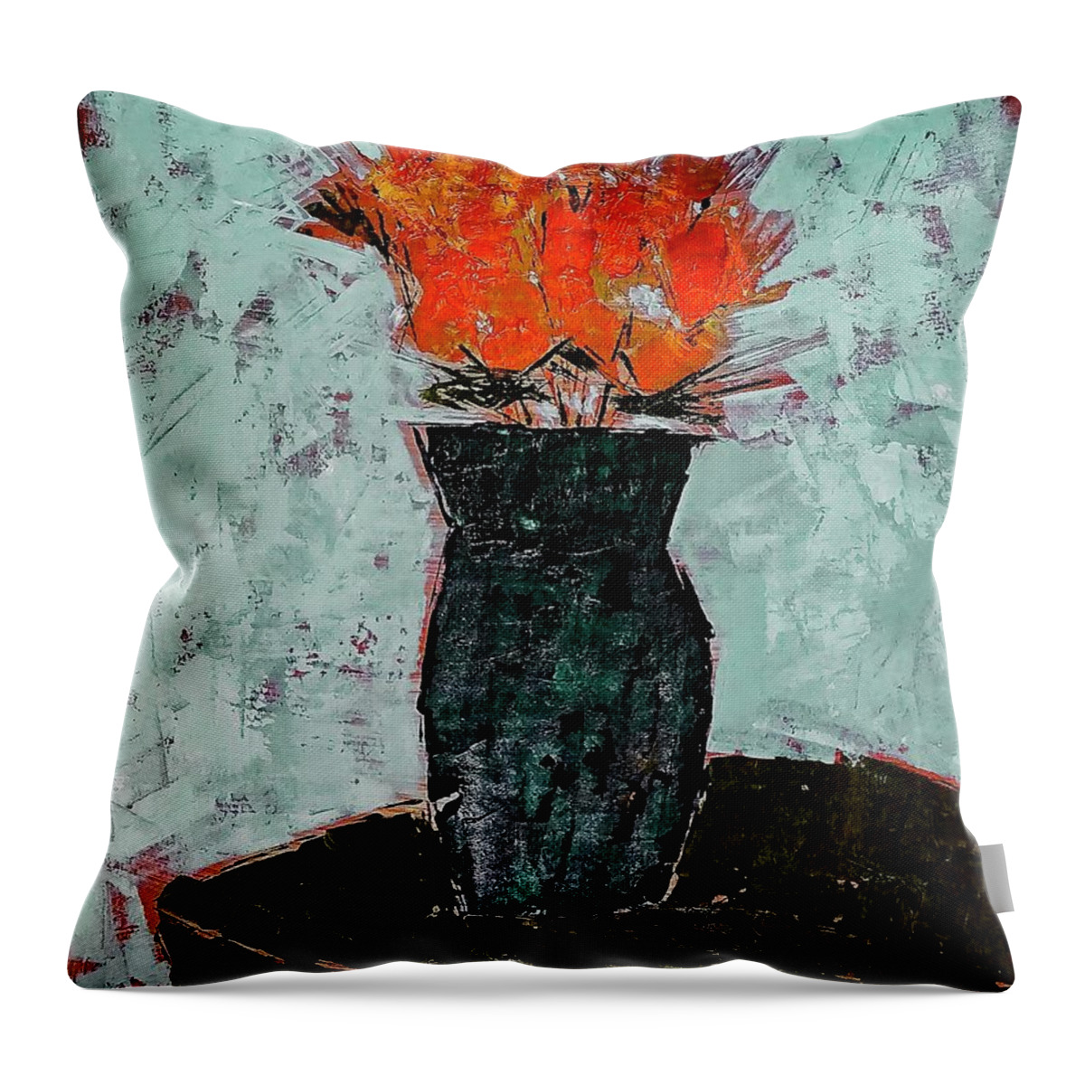 Blue Vase Throw Pillow featuring the painting Blue Vase by Marty Klar