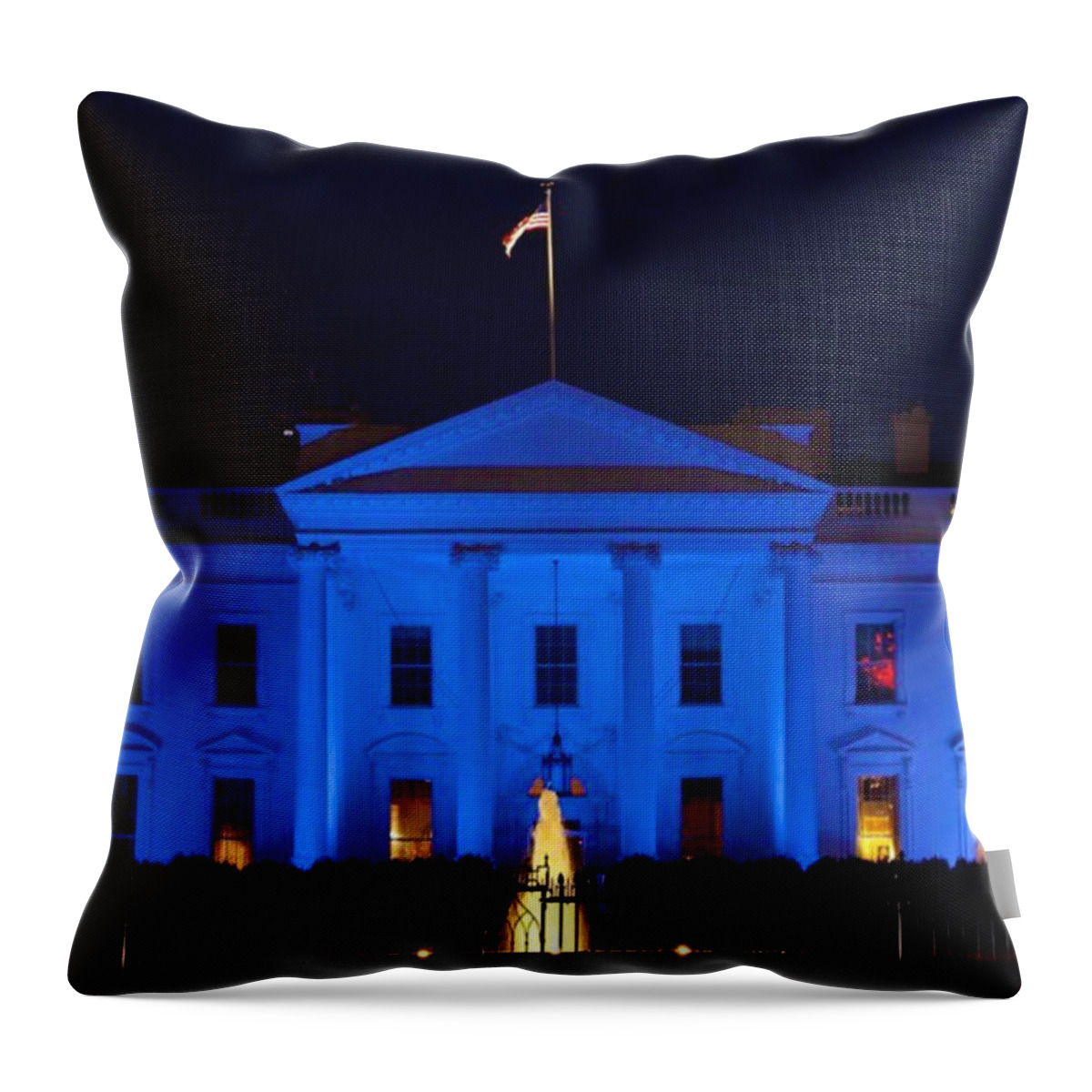 White House Throw Pillow featuring the photograph Blue White House by Chris Montcalmo
