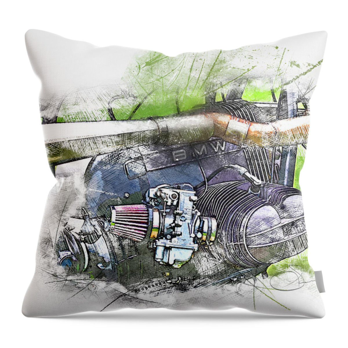 Motorcycle Throw Pillow featuring the digital art BMW Cycle by Rob Smith's