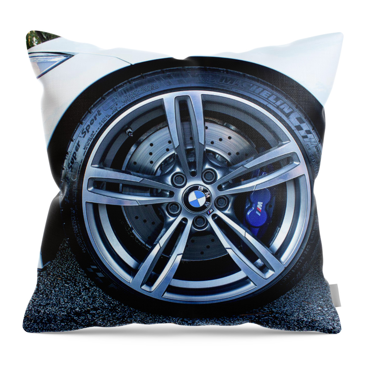 Bmw M4 Wheel Throw Pillow featuring the photograph BMW M4 Wheel by Rocco Silvestri