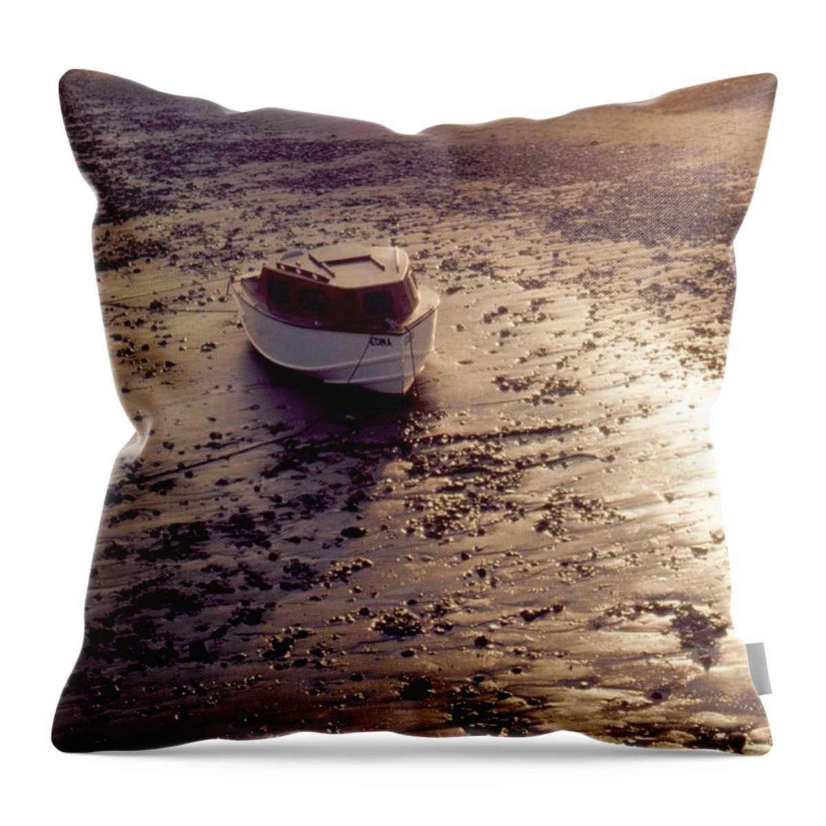 Boat Throw Pillow featuring the photograph Boat aglow by Nigel Radcliffe
