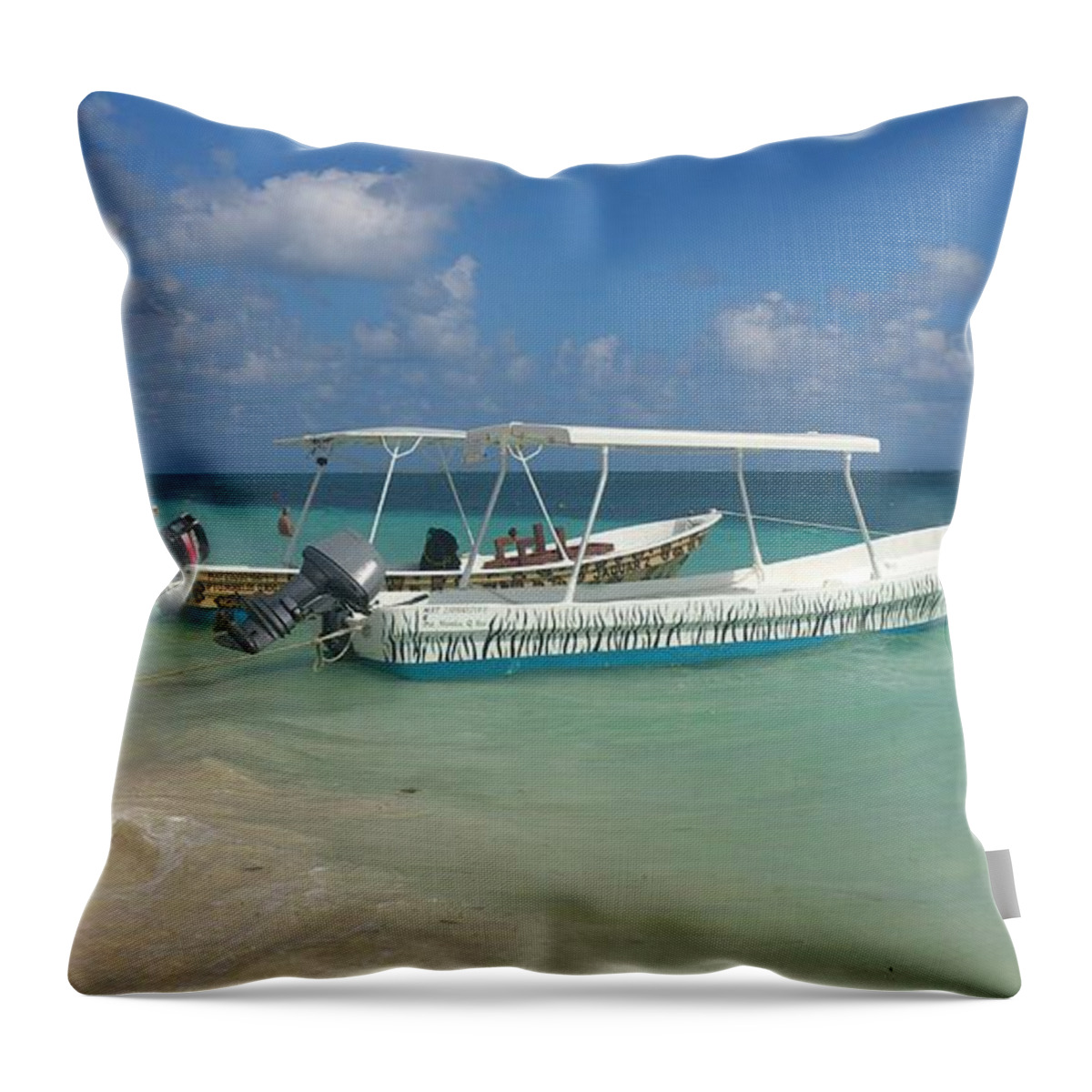 Mexico Throw Pillow featuring the photograph Boats in Playa del Carmen by Alexandra Vusir