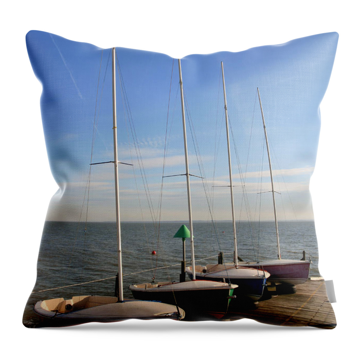 Tranquility Throw Pillow featuring the photograph Boats At Sea by M D Baker