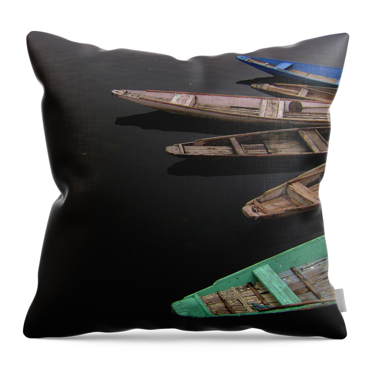 Tranquility Throw Pillow featuring the photograph Boats In Dal Lake by Manojaswathi Photography