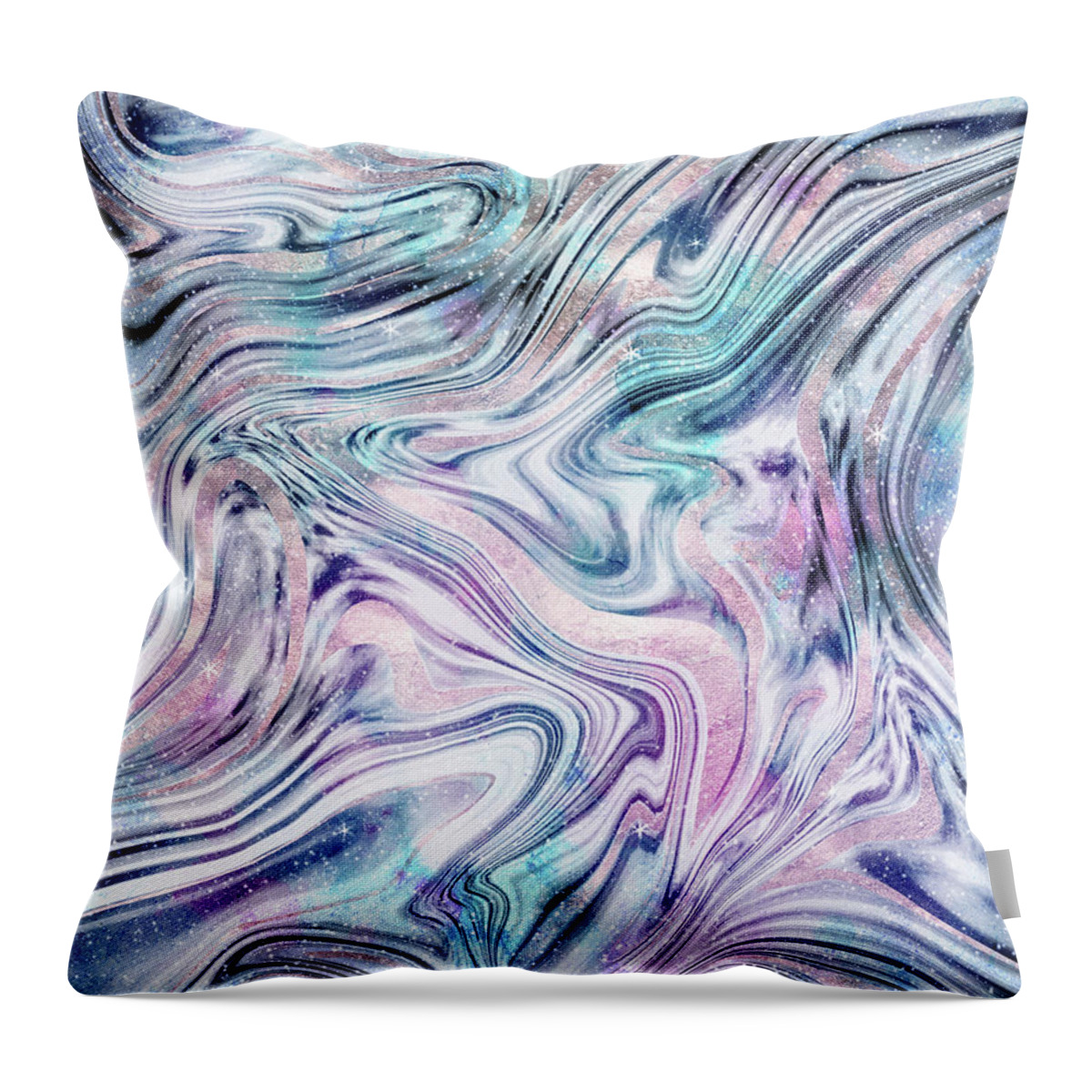Pattern Throw Pillow featuring the pastel Bohemian Unicorn Marble Dream #1 #pastel #decor #art by Anitas and Bellas Art