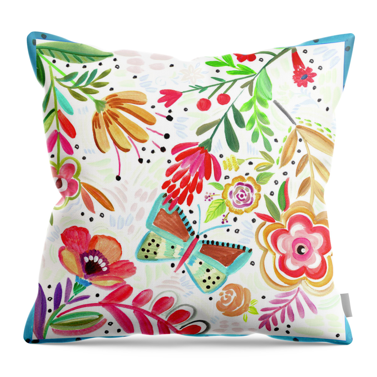 Garden Throw Pillow featuring the mixed media Boho Butterfly Garden by Ani Del Sol