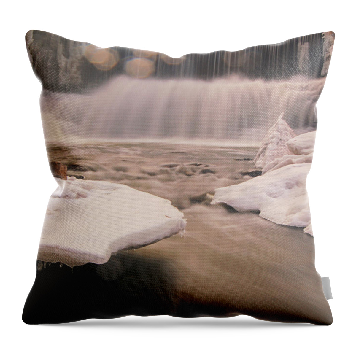 Snow Throw Pillow featuring the photograph Bokeh Falls Progreston Falls by Brook Tyler Photography