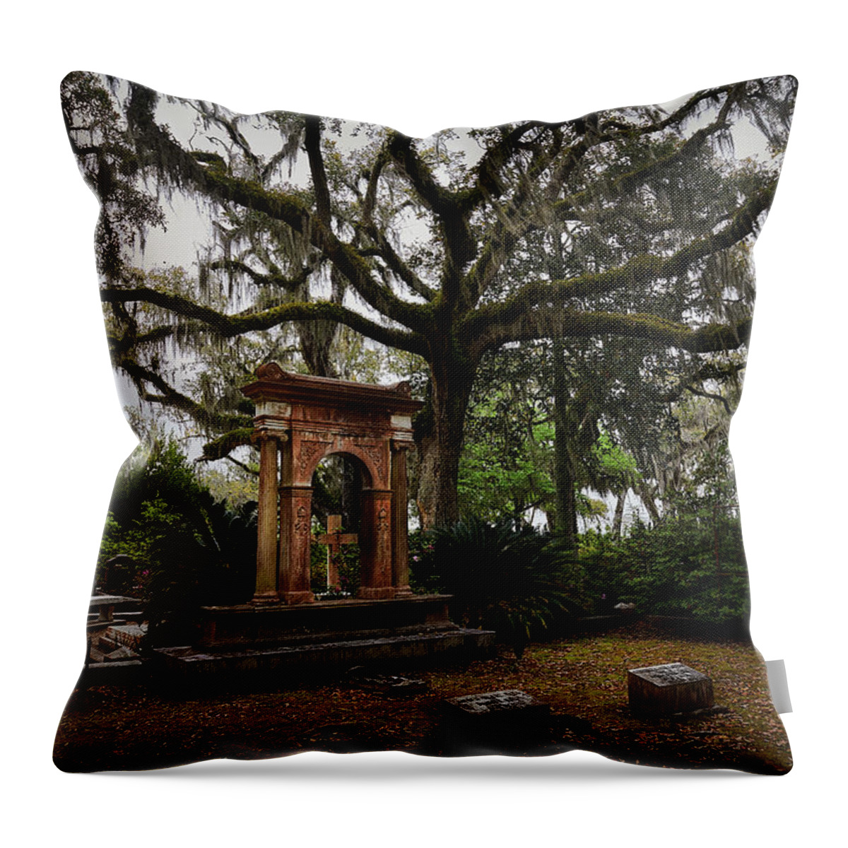 Cemetary Throw Pillow featuring the photograph Bonaventure Garden by Jon Glaser