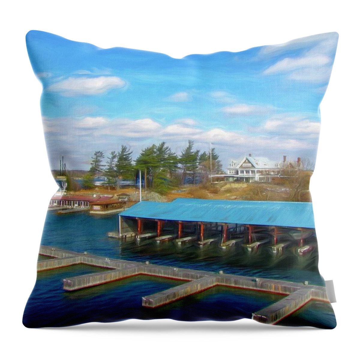 Alexandria Bay Throw Pillow featuring the photograph Bonnie Castle Resort by Susan Hope Finley