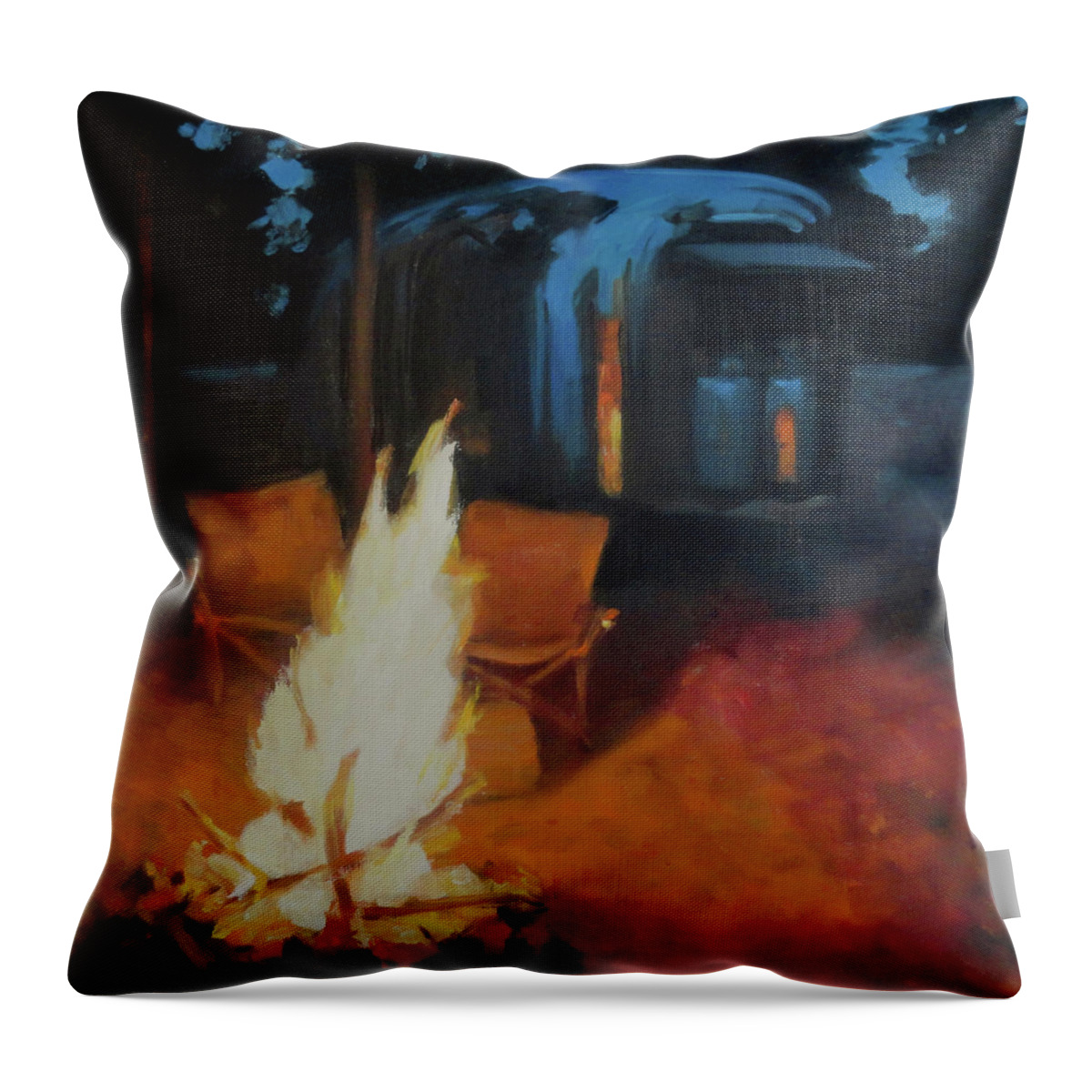 Campfire Throw Pillow featuring the painting Boondocking at the Grand Canyon by Elizabeth Jose
