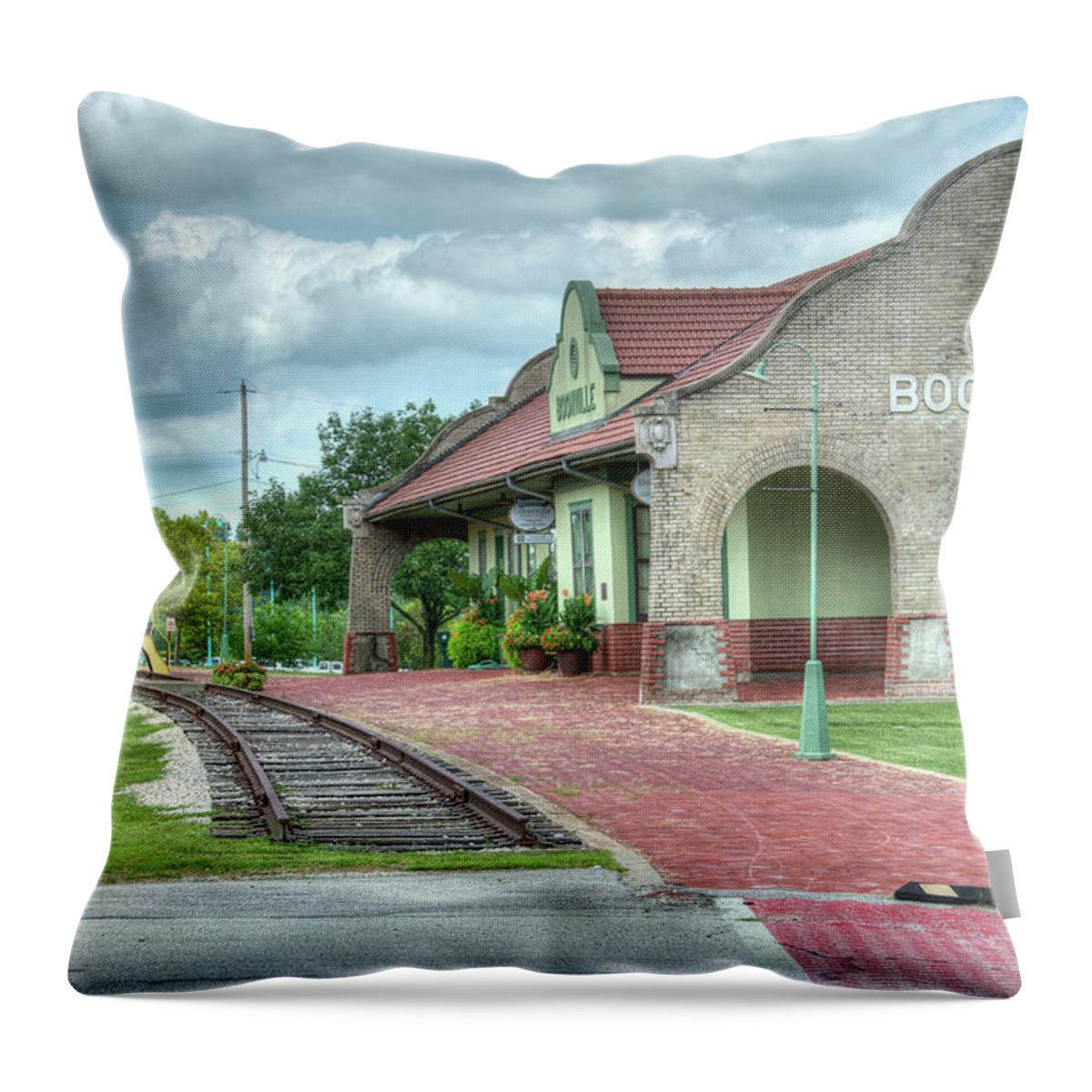 Missouri Throw Pillow featuring the photograph Booneville Depot by Steve Stuller