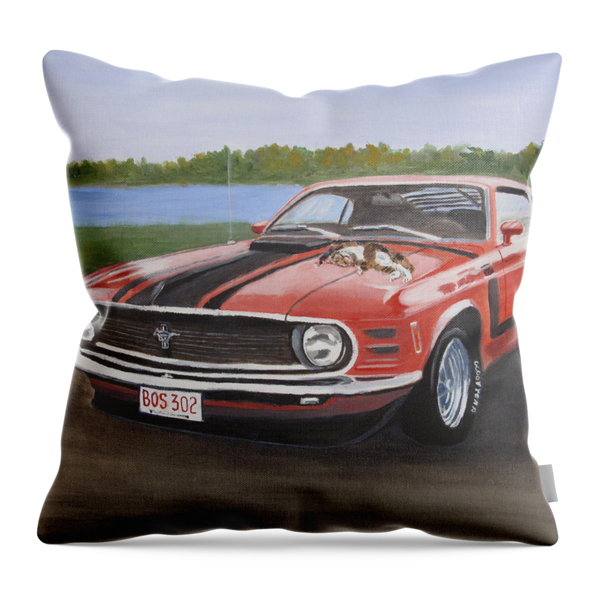 Boss 302 Throw Pillow featuring the painting Boss Kitty by Kathie Camara