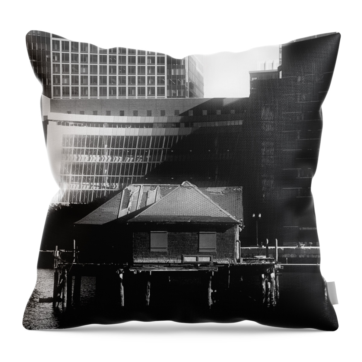 Boston Throw Pillow featuring the photograph Boston Fort Point Channel Contrast by Mark Valentine
