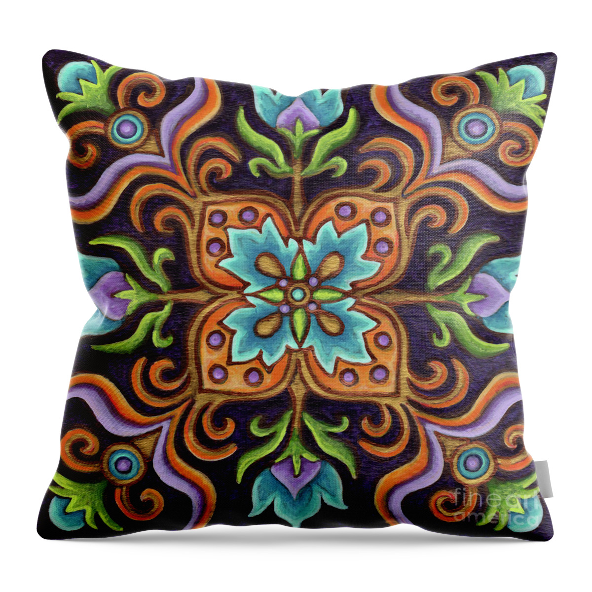 Ornamental Throw Pillow featuring the painting Botanical Mandala 12 by Amy E Fraser