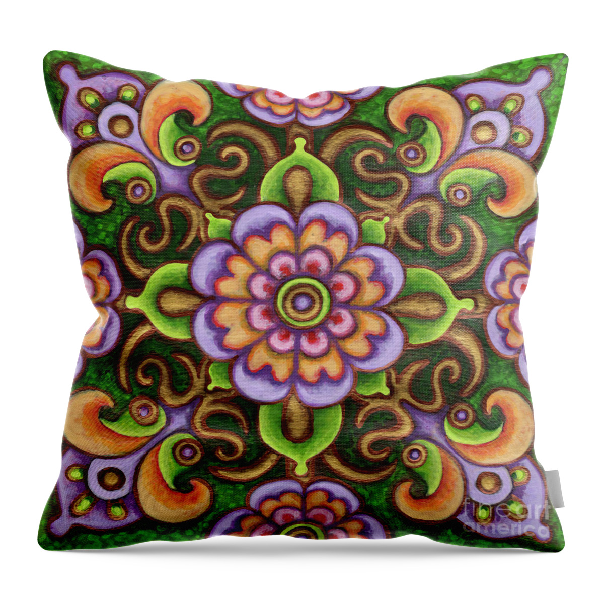 Ornamental Throw Pillow featuring the painting Botanical Mandala 5 by Amy E Fraser