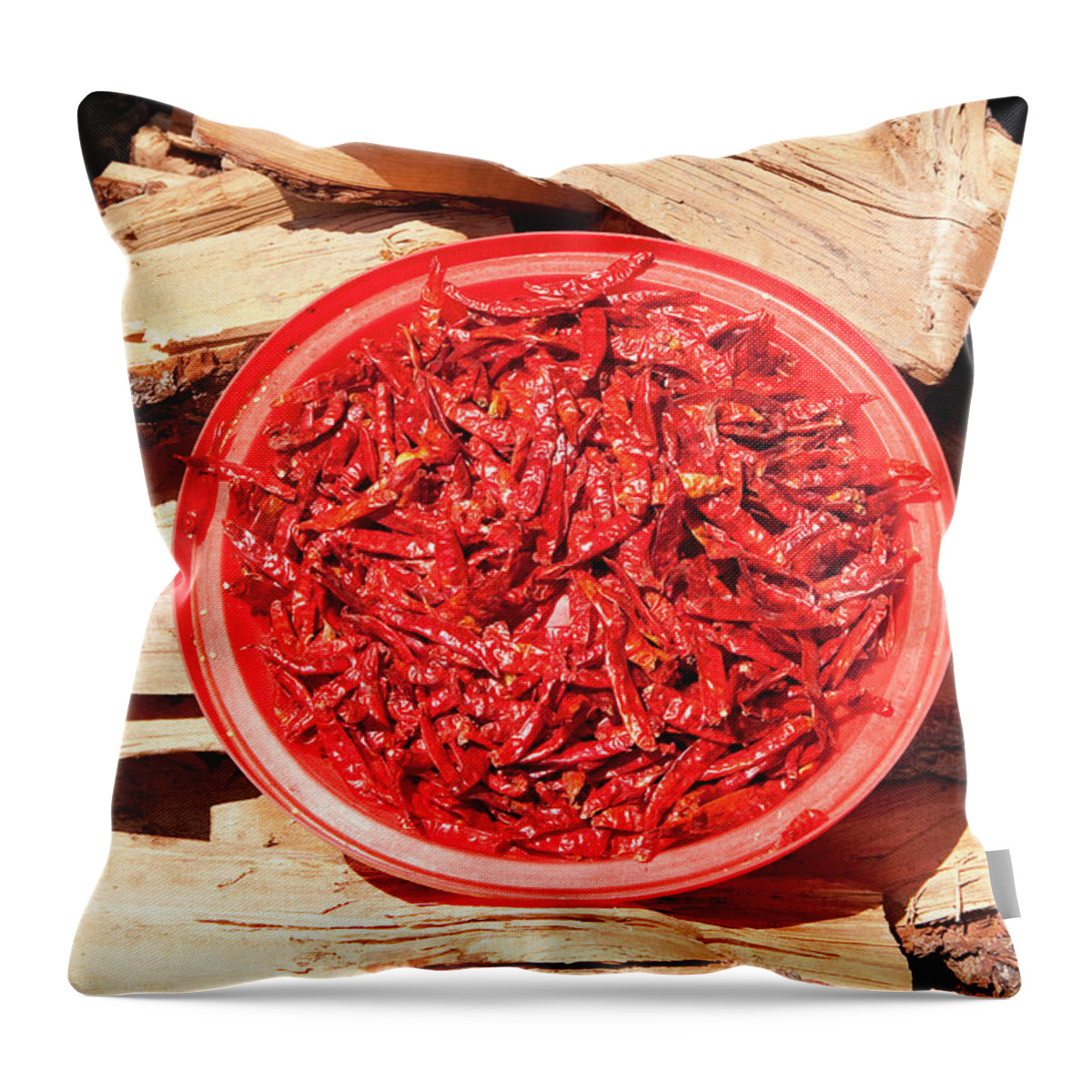 Ip_10281288 Throw Pillow featuring the photograph Bowl Of Chilli From Bhutan by Lukas Larsson Jalag