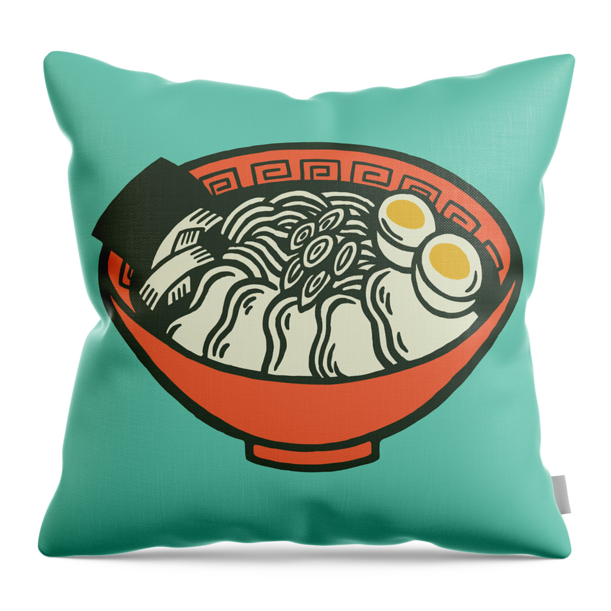 Asian Throw Pillow featuring the drawing Bowl of Food by CSA Images