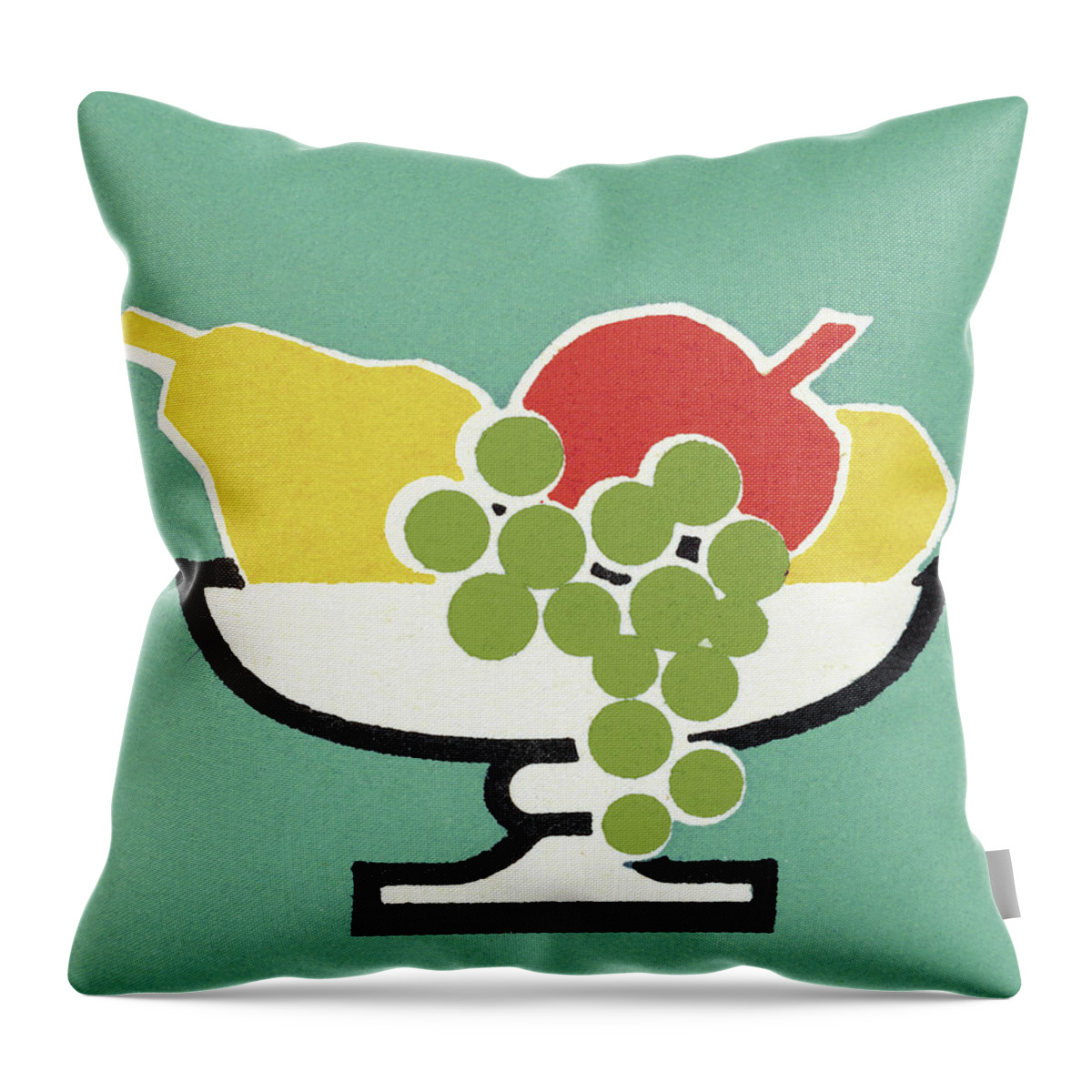 Apple Throw Pillow featuring the drawing Bowl of Fruit by CSA Images