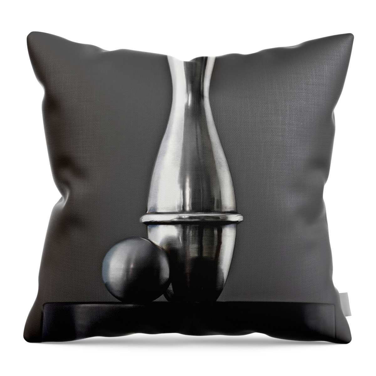Two Objects Throw Pillow featuring the photograph Bowling Trophy by David Muir