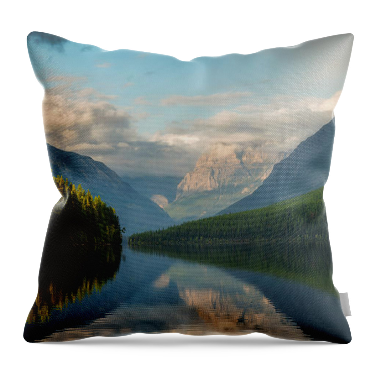 Glacier National Park Throw Pillow featuring the photograph Bowman Fall Afternoon by Matt Hammerstein