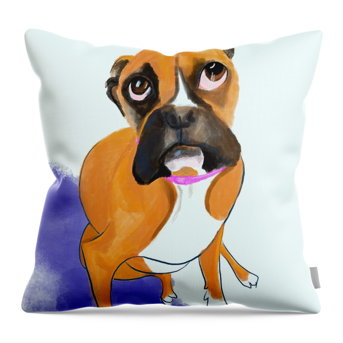 Dog Portraits Throw Pillow featuring the digital art Boxer Bella by Lidija Ivanek - SiLa
