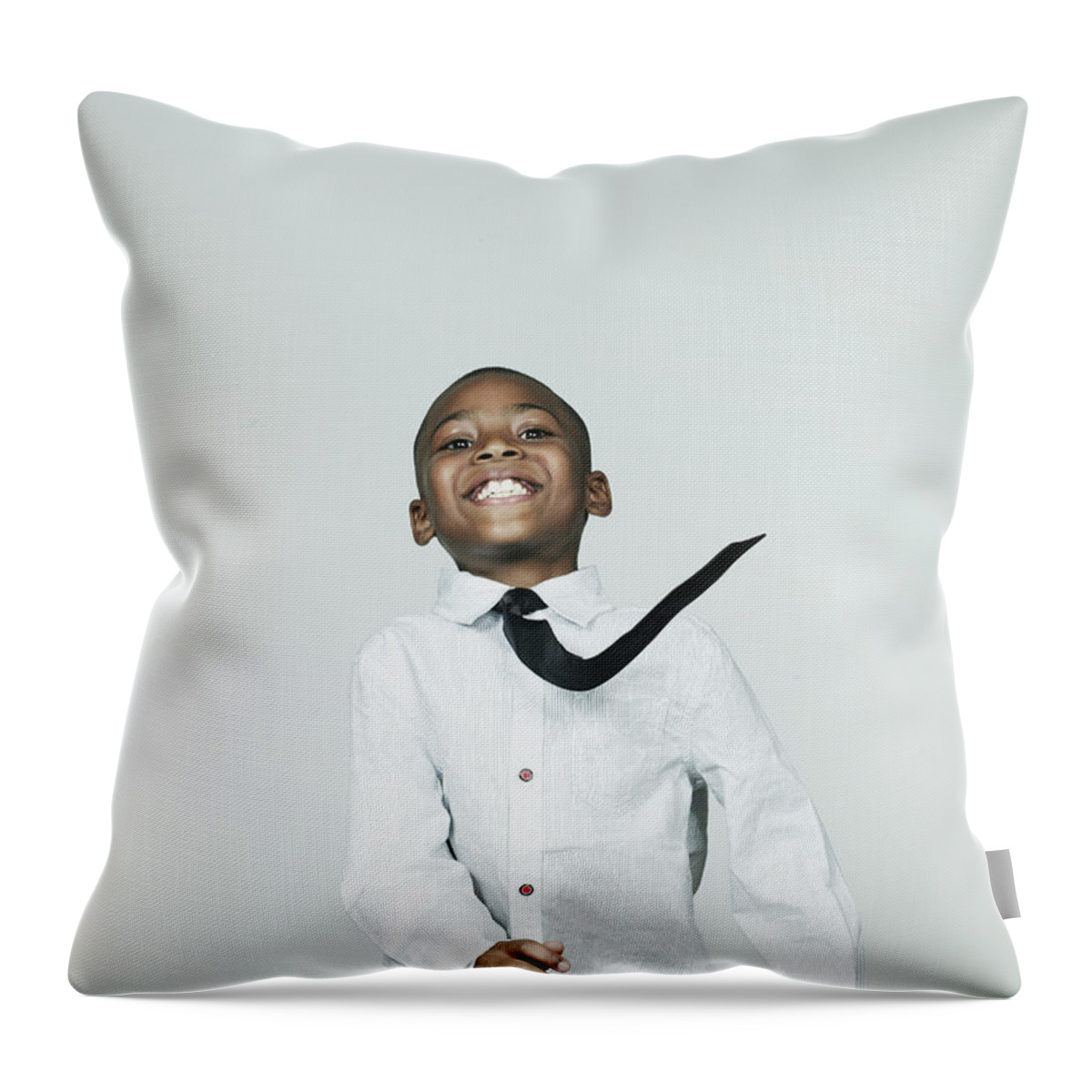 Enjoyment Throw Pillow featuring the photograph Boy 6-7 Dancing, Smiling, Portrait by Flashpop